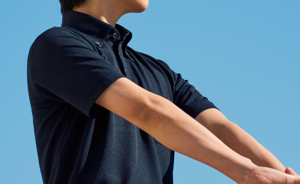 AIRY POLO ネイビー無地ポロシャツ（半袖） | FABRIC TOKYO