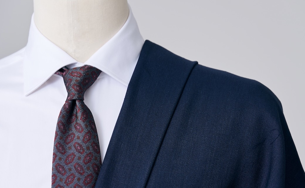 CANONICO PREMIUM WOOL LINEN ダークネイビーヘリンボーン