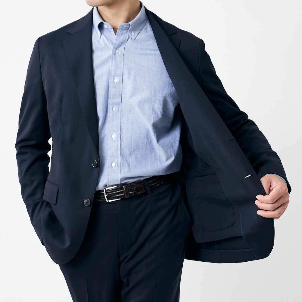 WASHABLE WOOL STRETCH ブルーグレーツイルビジネスカジュアル WASHABLE WOOL STRETCH ブルーグレーツイルビジネスカジュアル