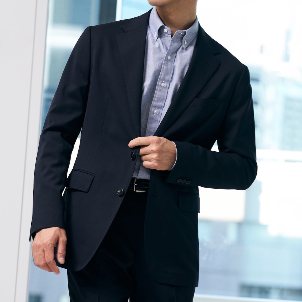 WASHABLE WOOL STRETCH ダークネイビーツイルビジネスカジュアル WASHABLE WOOL STRETCH ダークネイビーツイルビジネスカジュアル