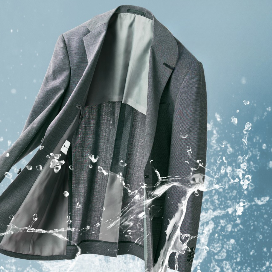 COOLMAX WOOL ベージュグレンチェックスリーピーススーツ