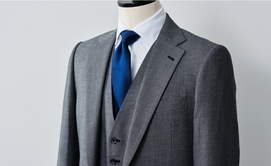 CANONICO PREMIUM WOOL グレーバーズアイスリーピーススーツ | FABRIC 