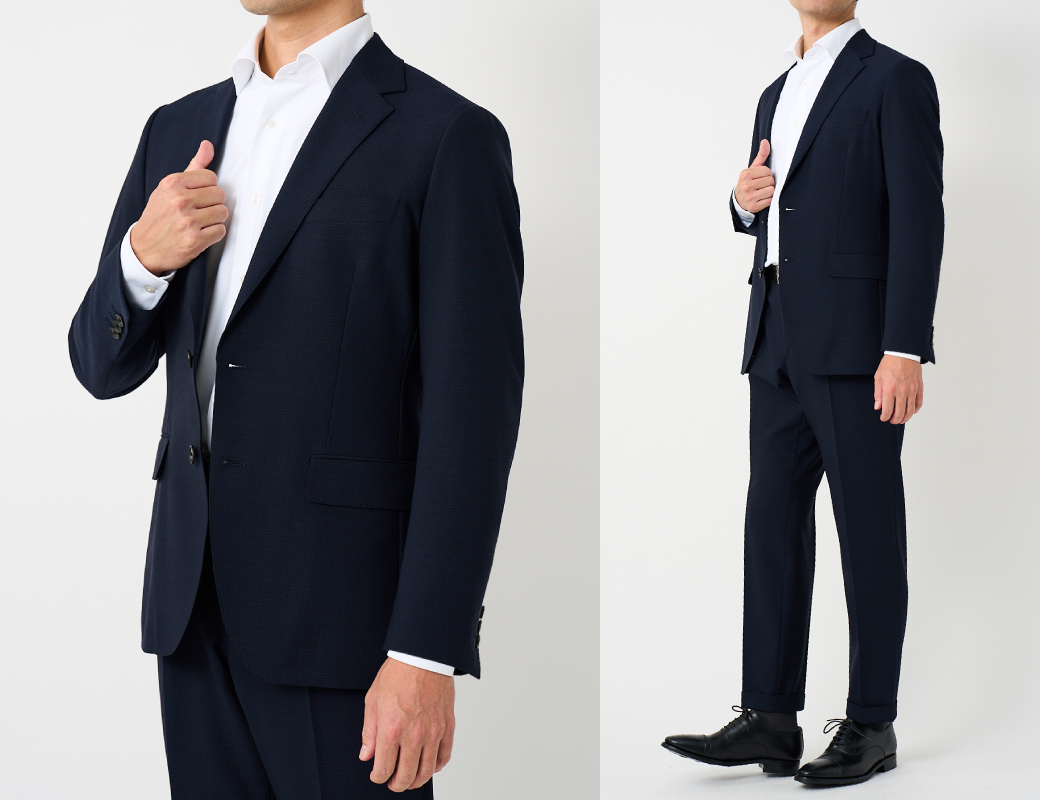 FLX WOOL MOTION ダークネイビーピンヘッドスラックス | FABRIC