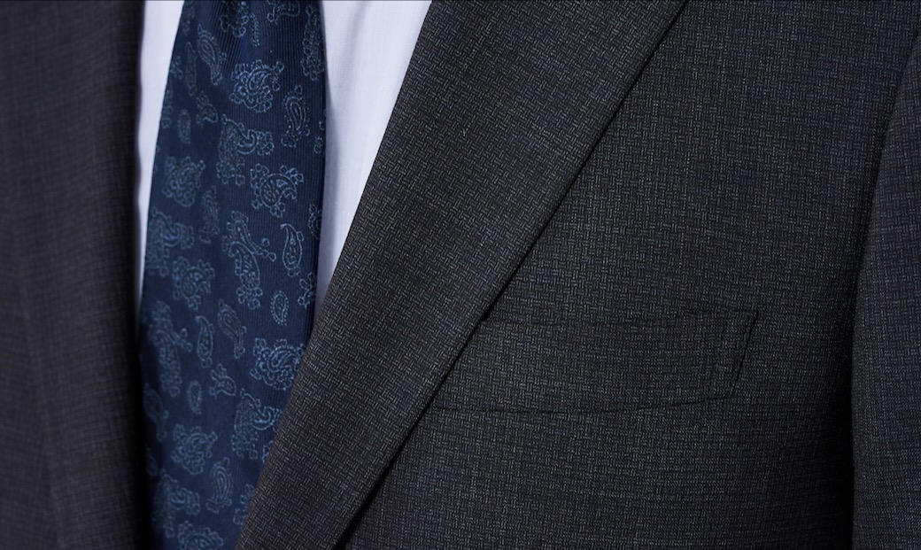 FLX WOOL WASHABLE ブラック平織り無地ツーピーススーツ FLX WOOL WASHABLE ブラック平織り無地ツーピーススーツ