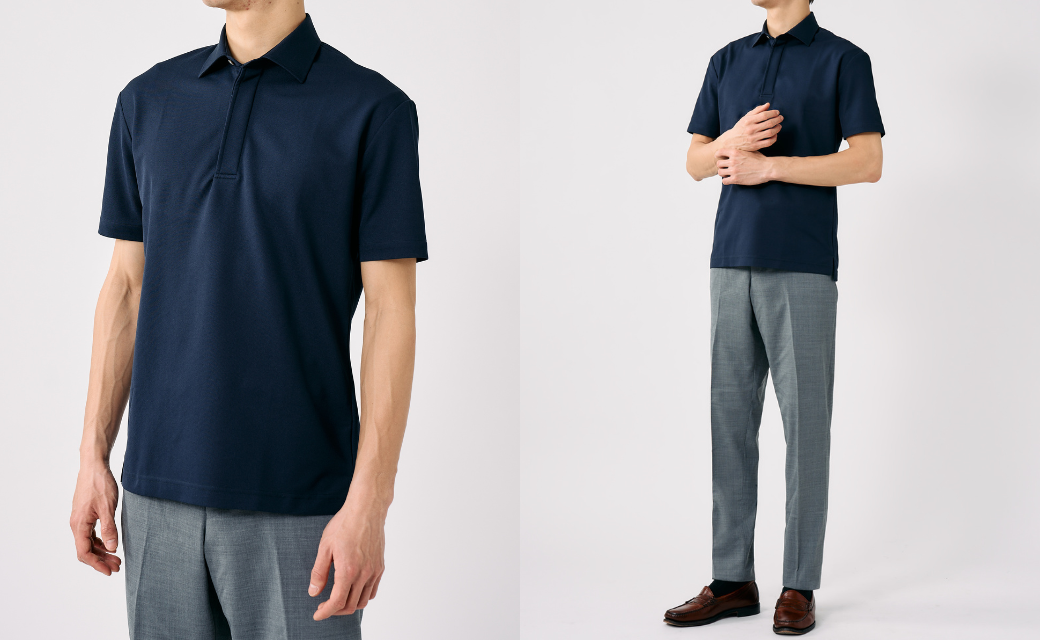 OFFICE POLO ネイビー鹿の子ポロシャツ（半袖） | FABRIC TOKYO