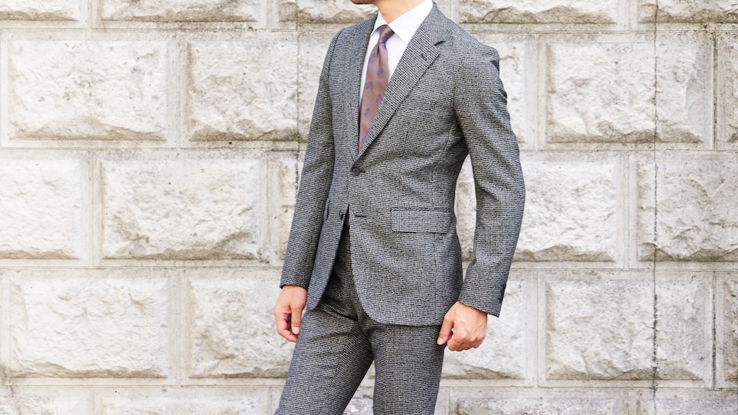 SHETLAND WOOL TWEED by BISHU チャコールグレーピンヘッド SHETLAND WOOL TWEED by BISHU チャコールグレーピンヘッド