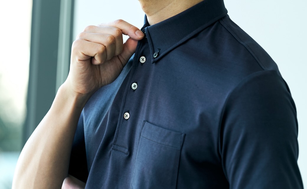 SMOOTH COTTON JERSEY ホワイト無地ポロシャツ（半袖） | FABRIC