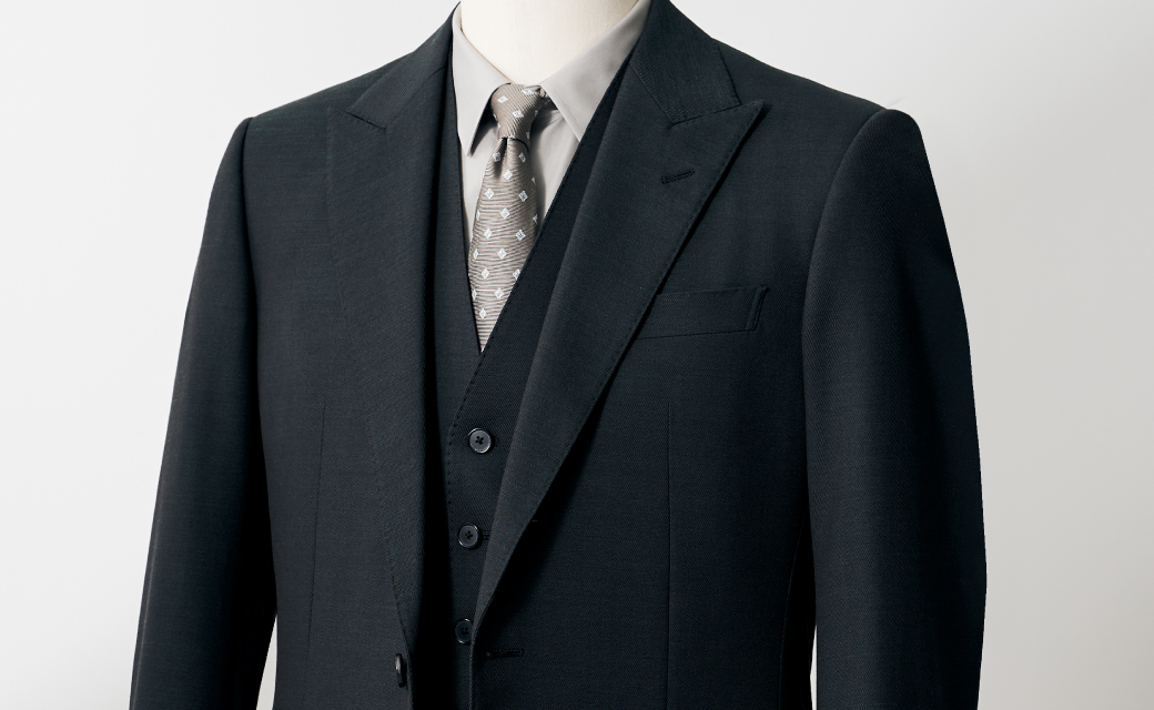 TOLLEGNO STRETCH PREMIUM WOOL カーキ平織り無地スリーピーススーツ  