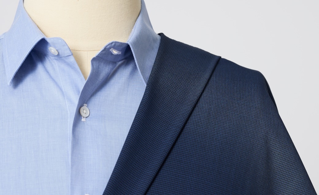 WASHABLE WOOL STRETCH AIR ダークネイビー平織り無地ビジネス