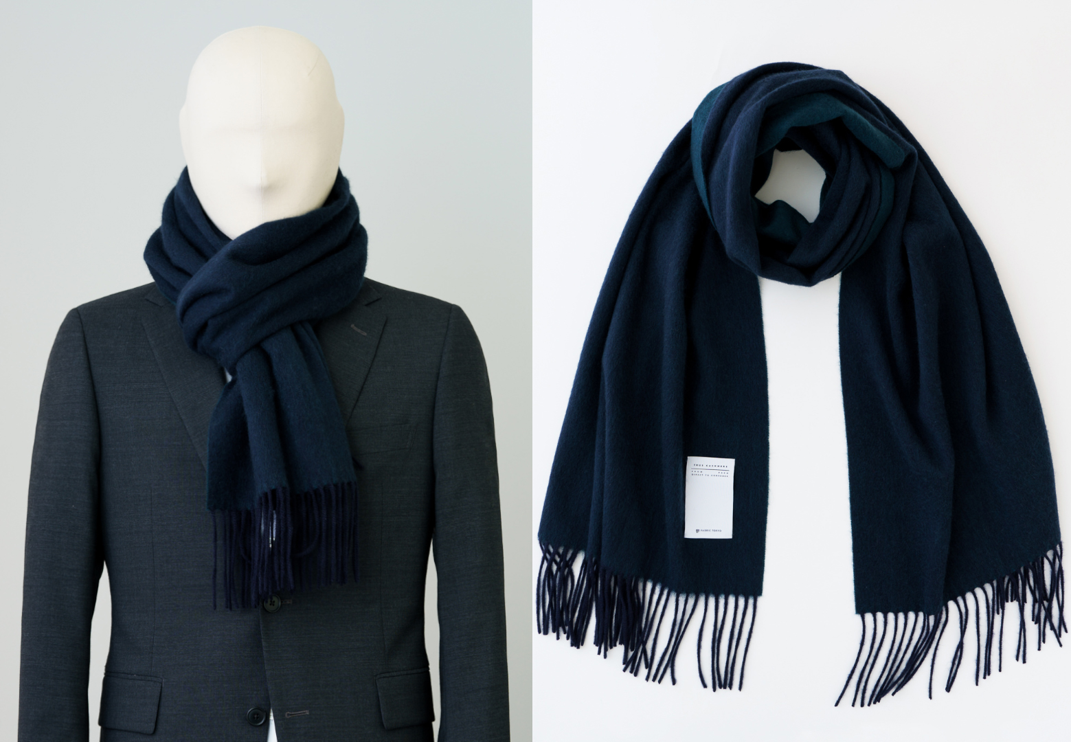 TRUE CASHMERE MUFFLER グレージュ×ベージュ | FABRIC TOKYO